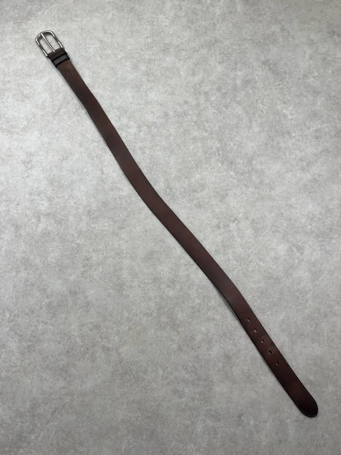 2000s Prada Brown Leather Minimalist Belt aNSaZNh 6