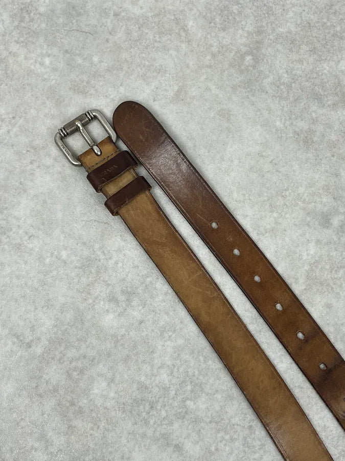 2000s Prada Brown Leather Minimalist Belt WfgPPvA 2