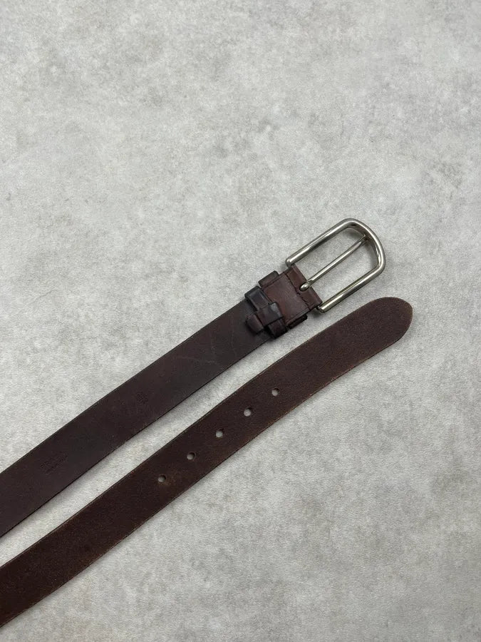 2000s Prada Brown Leather Minimalist Belt aNSaZNh 3