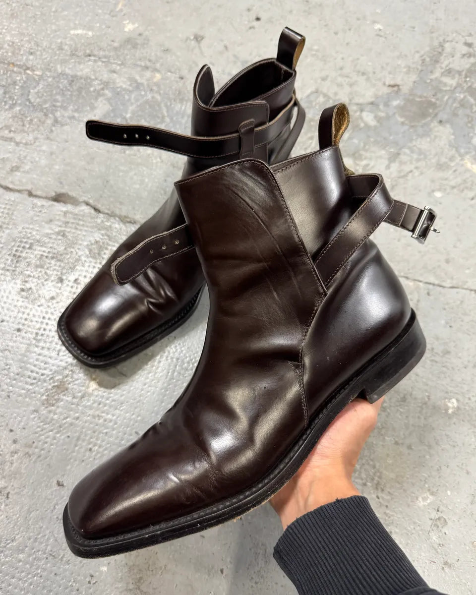 2000s Prada Brown Leather Minimalist Boots JtoswQQ 0