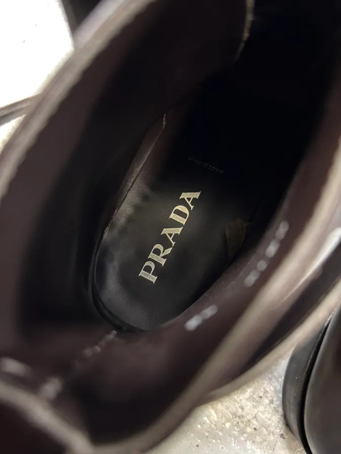 2000s Prada Brown Leather Minimalist Boots JtoswQQ 5