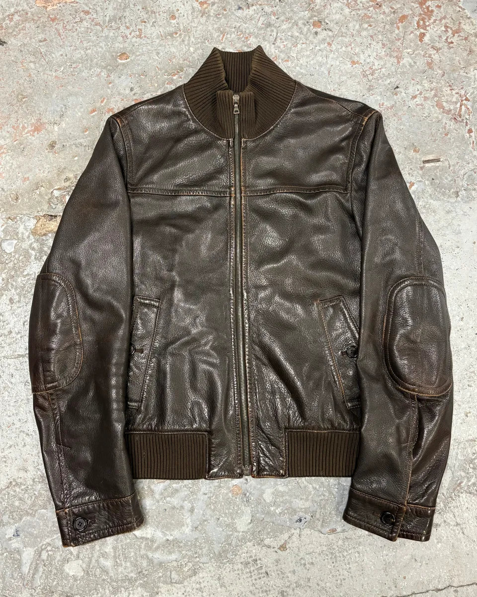 2000s Prada Brown Leather Premium Jacket dYTsZRX 0