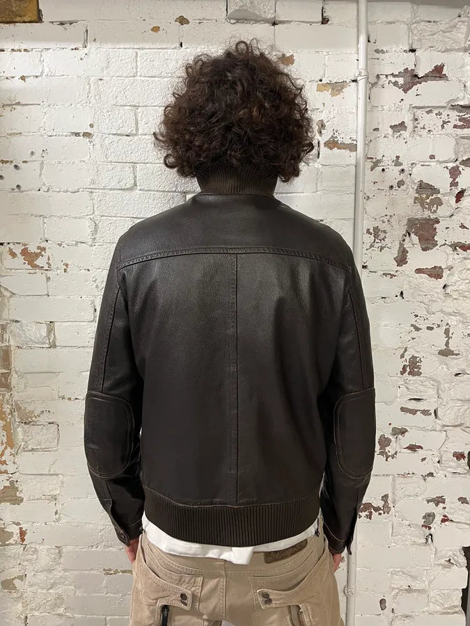2000s Prada Brown Leather Premium Jacket dYTsZRX 2