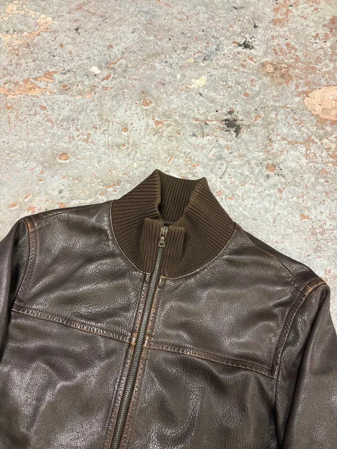 2000s Prada Brown Leather Premium Jacket dYTsZRX 3