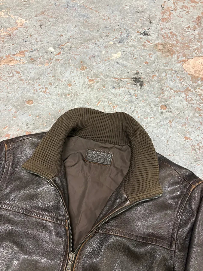 2000s Prada Brown Leather Premium Jacket dYTsZRX 4