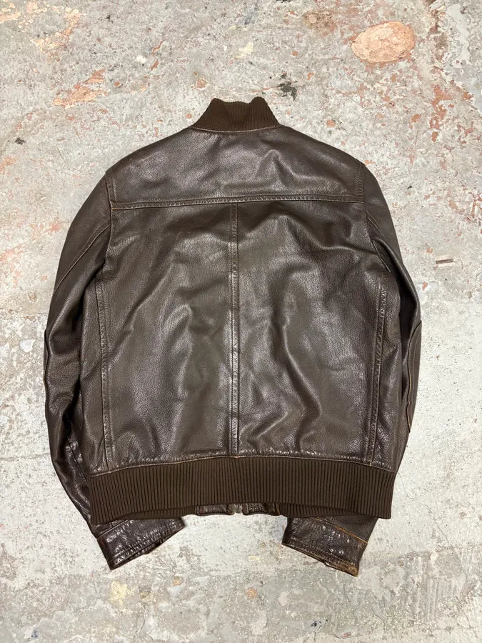 2000s Prada Brown Leather Premium Jacket dYTsZRX 5
