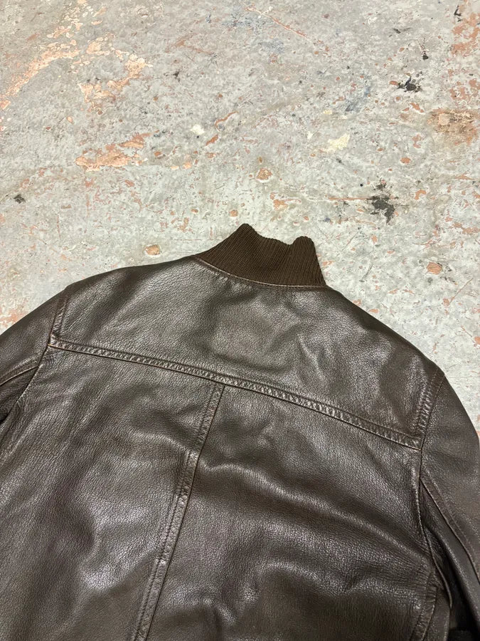 2000s Prada Brown Leather Premium Jacket dYTsZRX 6