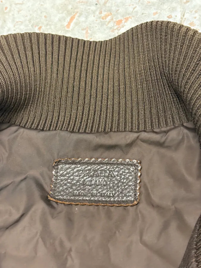 2000s Prada Brown Leather Premium Jacket dYTsZRX 8