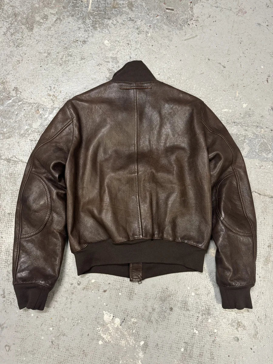 2000s Prada Brown Leather Premium Jacket (M/L) ClwexiS 1