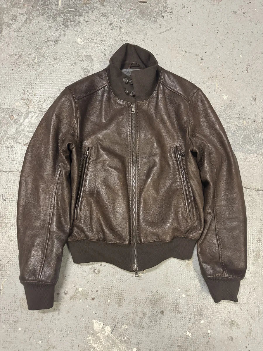 2000s Prada Brown Leather Premium Jacket (M/L) ClwexiS 4