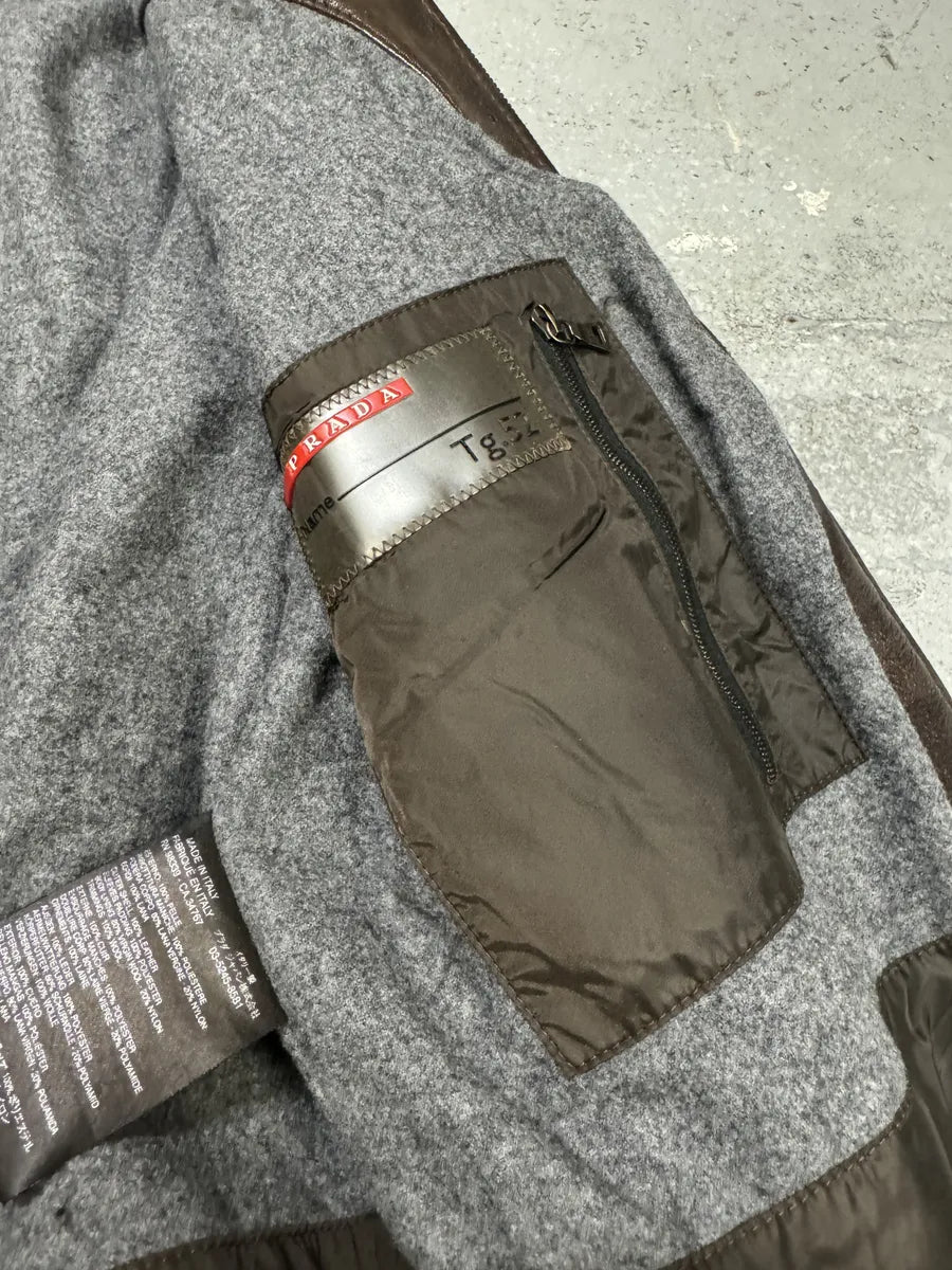 2000s Prada Brown Leather Premium Jacket (M/L) ClwexiS 6