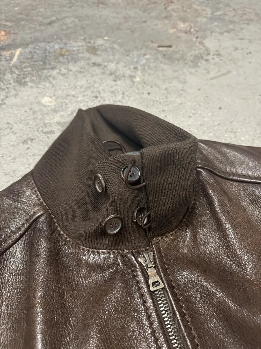 2000s Prada Brown Leather Premium Jacket (M/L) ClwexiS 8