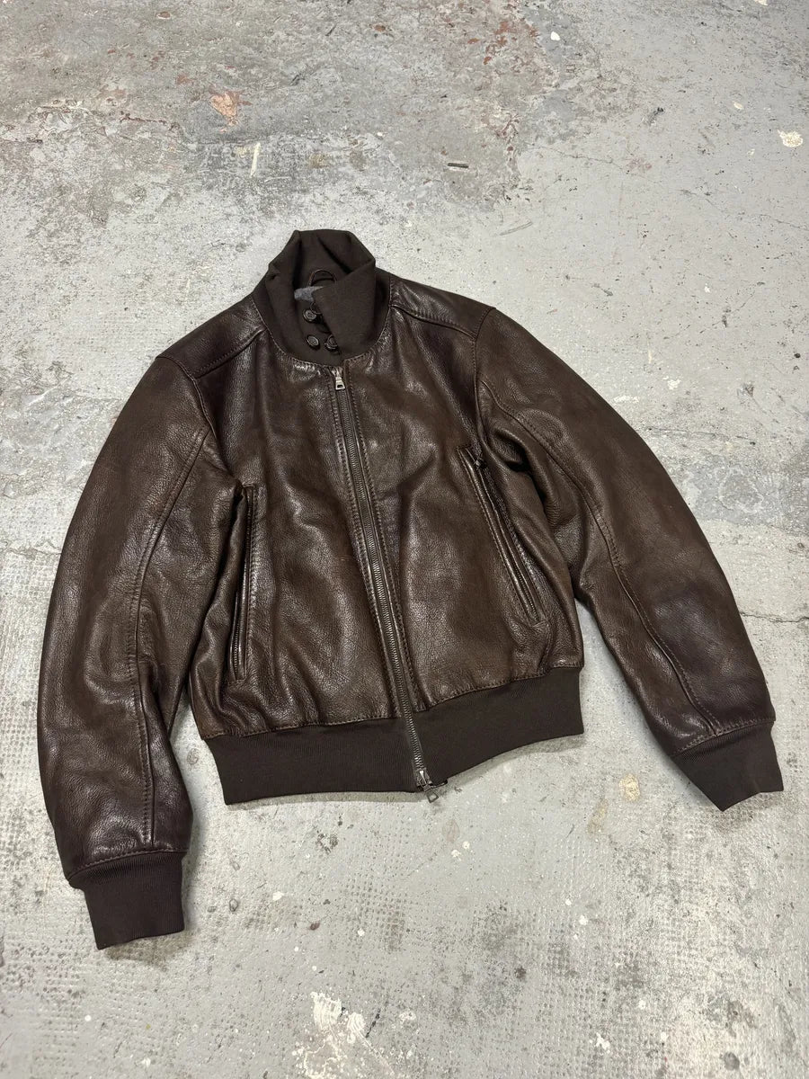2000s Prada Brown Leather Premium Jacket (M/L) ClwexiS 9
