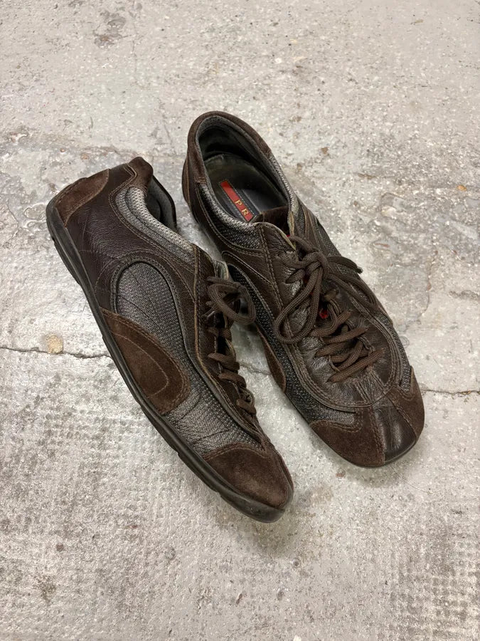 2000s Prada Brown Low Boxing Suede Leather Shoes CbJrqah 4