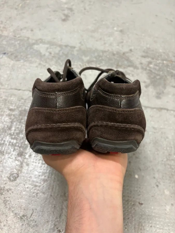 2000s Prada Brown Low Boxing Suede Leather Shoes CbJrqah 6