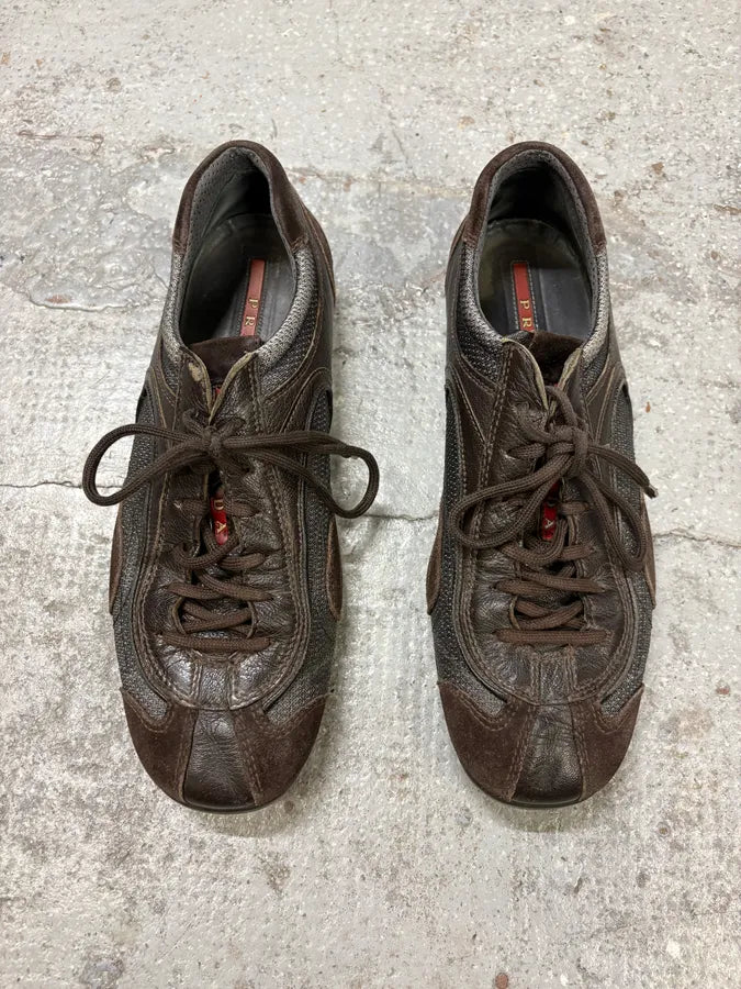 2000s Prada Brown Low Boxing Suede Leather Shoes CbJrqah 1