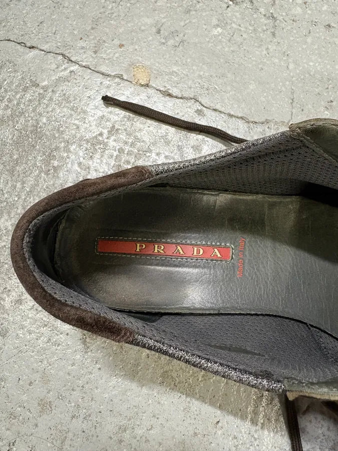 2000s Prada Brown Low Boxing Suede Leather Shoes CbJrqah 9