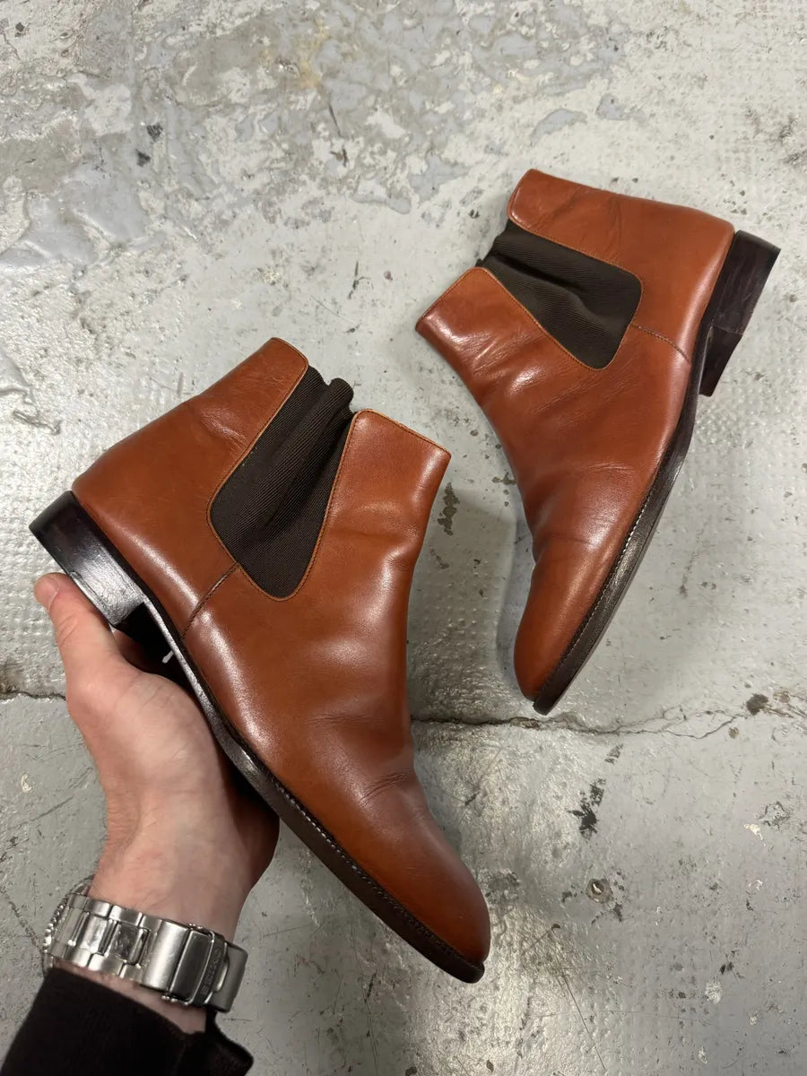 2000s Prada Brown Minimalist Leather Boots pJRDdYH 0