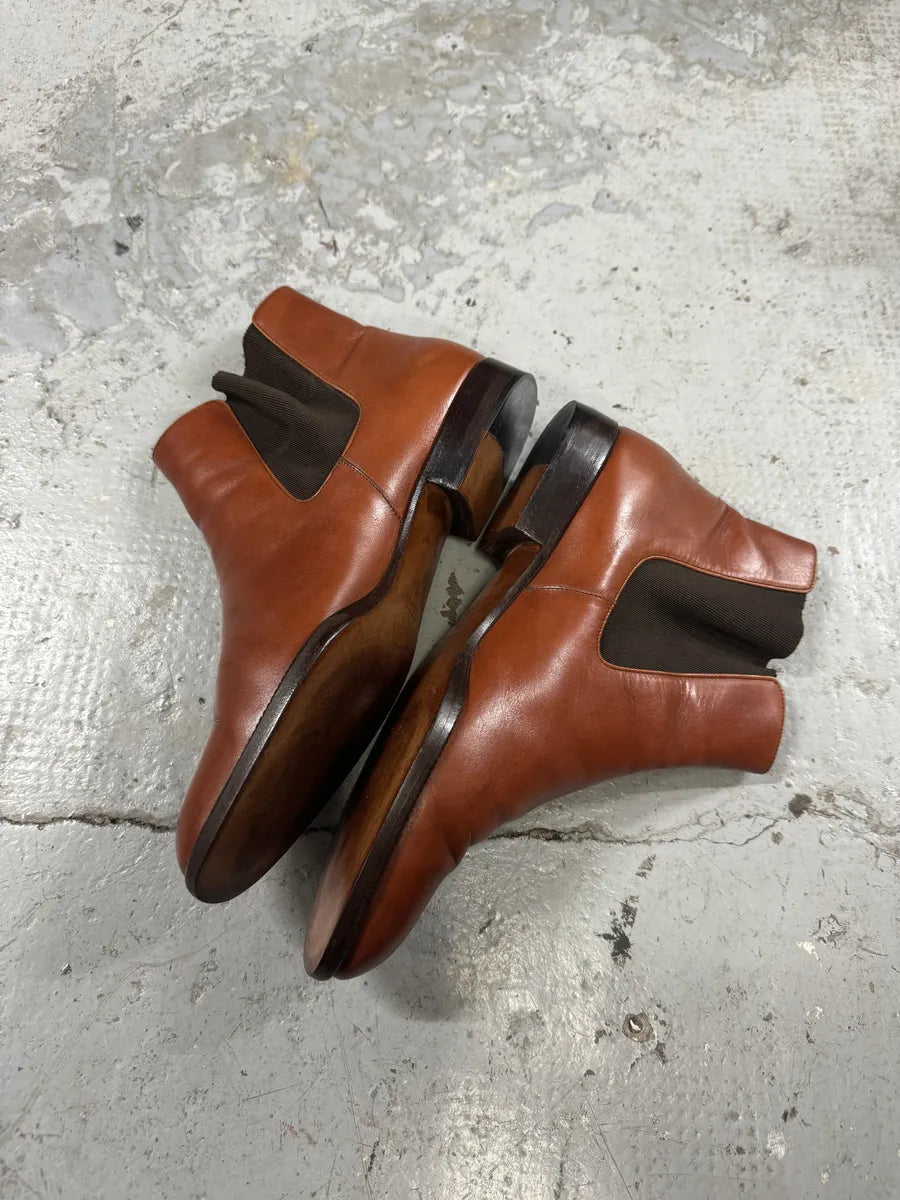 2000s Prada Brown Minimalist Leather Boots pJRDdYH 3