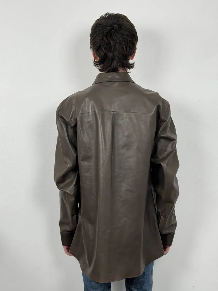 2000s Prada Brown Premium Lamb Leather Shirt Jacket oxsLOrJ 2