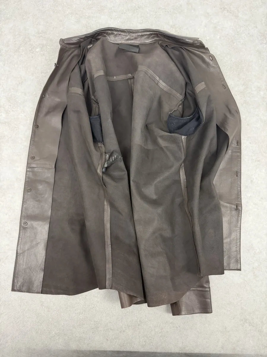 2000s Prada Brown Premium Lamb Leather Shirt Jacket oxsLOrJ 6