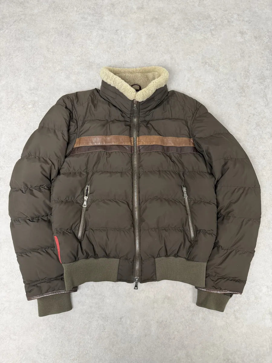 2000s Prada Brown Puffer Fur Collar Jacket NBxkcCV 0