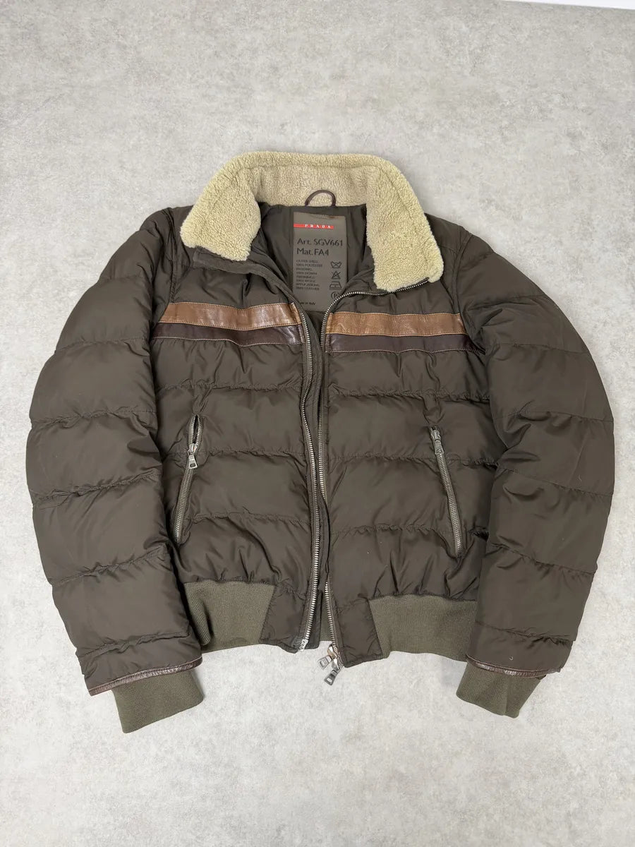 2000s Prada Brown Puffer Fur Collar Jacket NBxkcCV 6