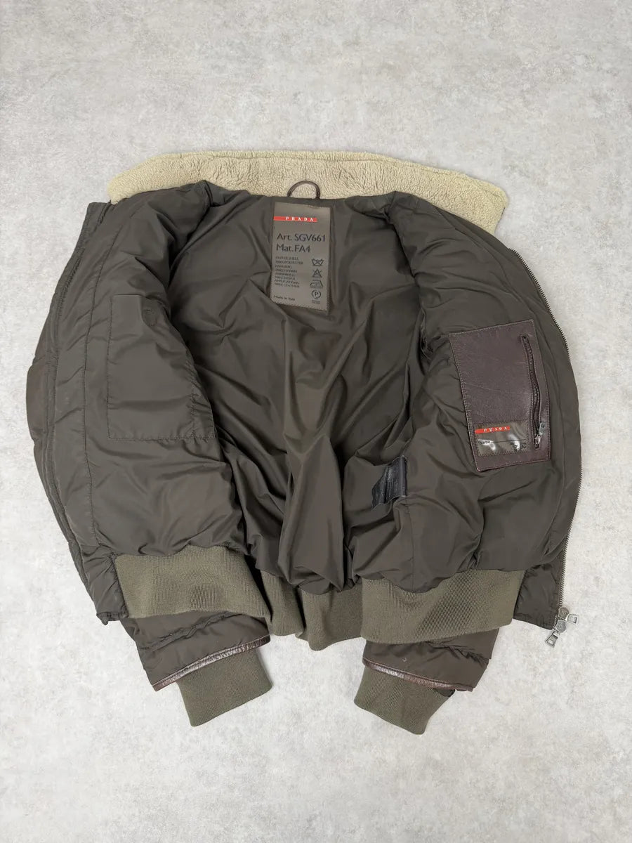 2000s Prada Brown Puffer Fur Collar Jacket NBxkcCV 7