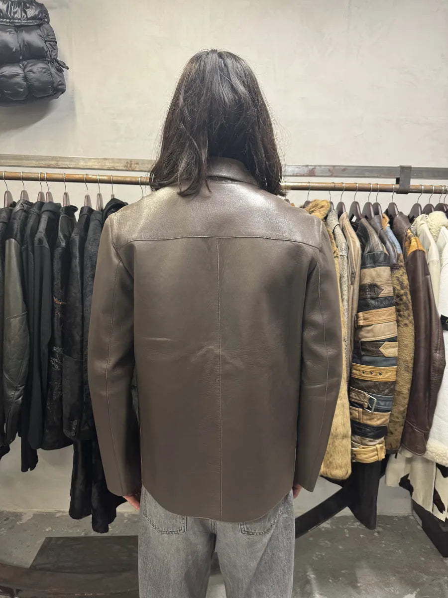 2000s Prada Brown Pure Premium Buttoned Leather Jacket (M/L) RKbmuJr 2