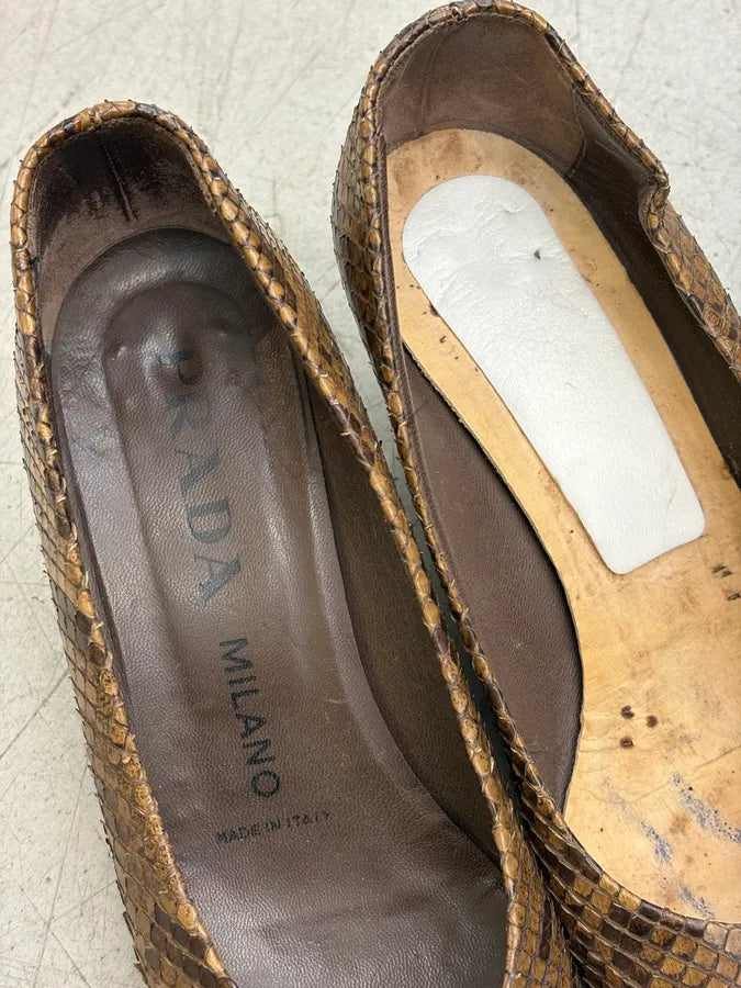 2000s Prada Brown Python Snakeskin Leather Heels WgfWEUN 8