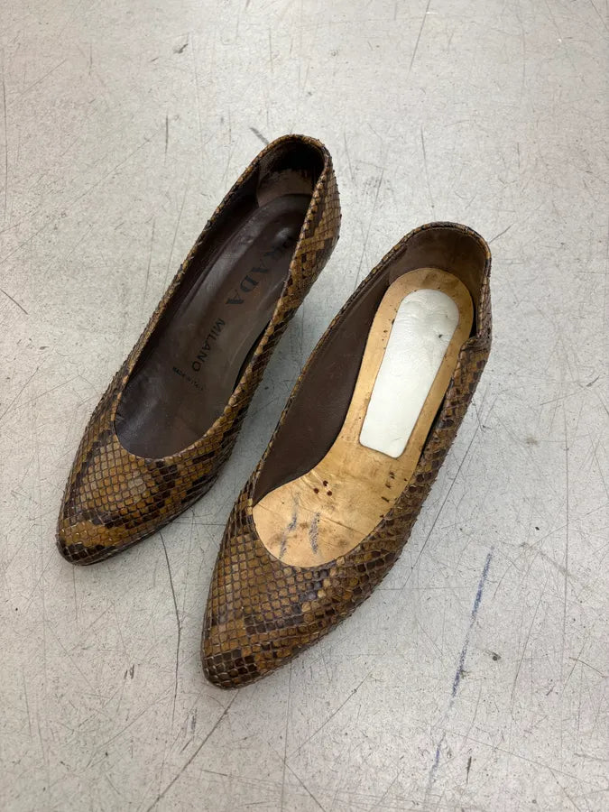 2000s Prada Brown Python Snakeskin Leather Heels WgfWEUN 2