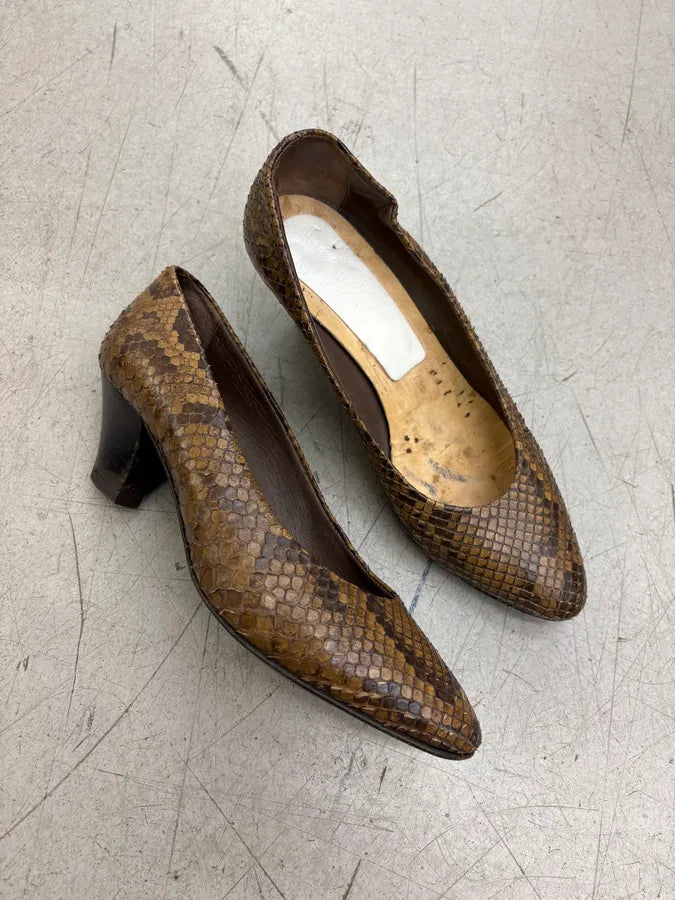 2000s Prada Brown Python Snakeskin Leather Heels WgfWEUN 4