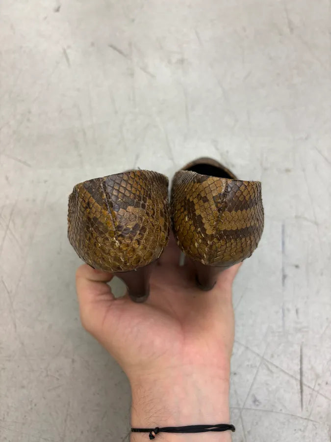 2000s Prada Brown Python Snakeskin Leather Heels WgfWEUN 6