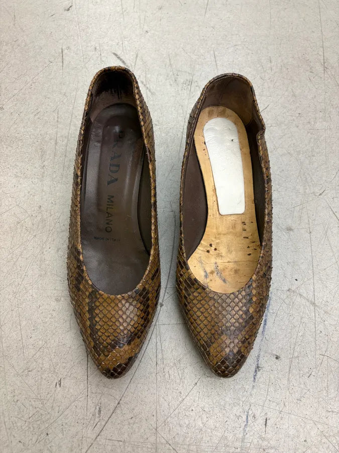 2000s Prada Brown Python Snakeskin Leather Heels WgfWEUN 1