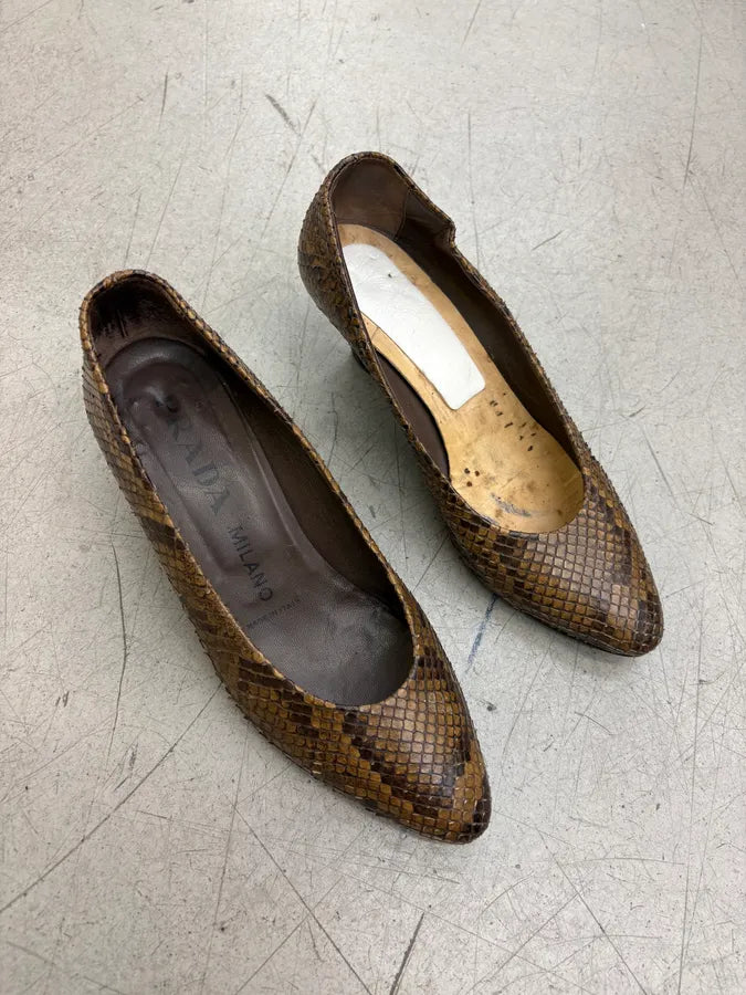 2000s Prada Brown Python Snakeskin Leather Heels WgfWEUN 3