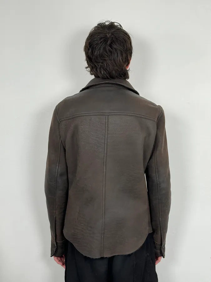 2000s Prada Brown Shearling Leather Buttoned Jacket BprMnkY 2