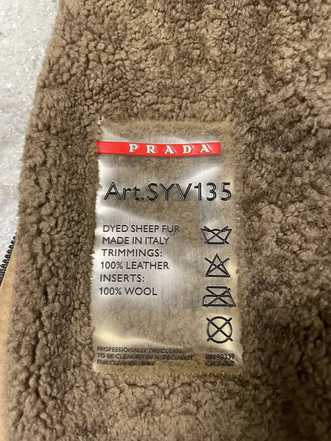2000s Prada Brown Shearling Leather Hooded Jacket (M/L) AhEnieb 10