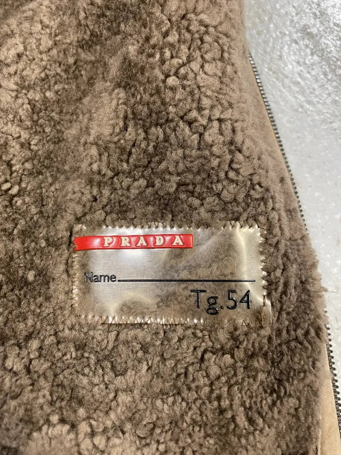 2000s Prada Brown Shearling Leather Hooded Jacket (M/L) AhEnieb 11