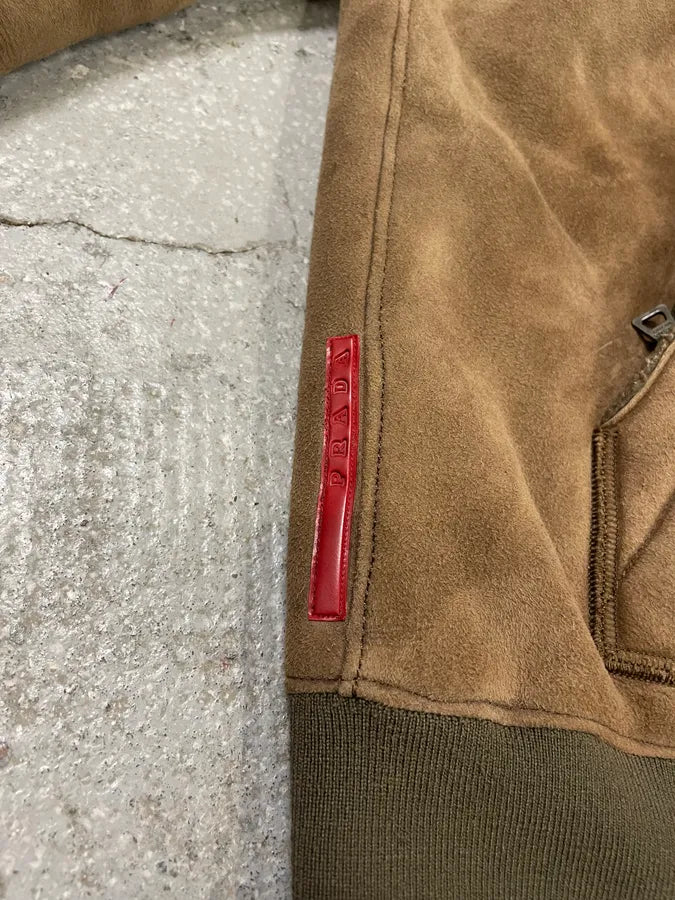 2000s Prada Brown Shearling Leather Hooded Jacket (M/L) AhEnieb 12