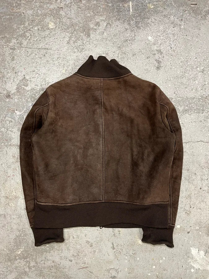 2000s Prada Brown Shearling Leather Jacket CYFxXzz 1