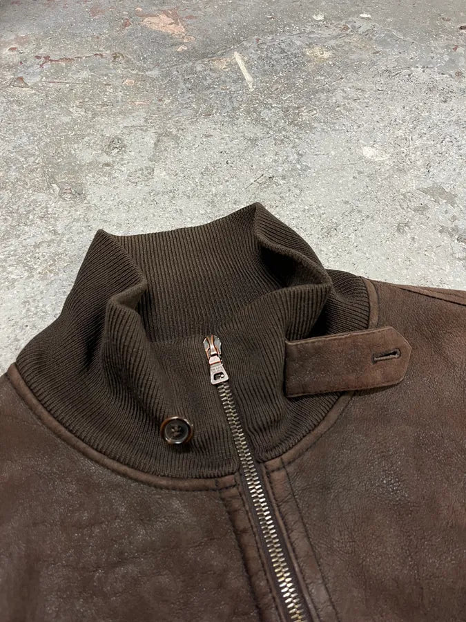 2000s Prada Brown Shearling Leather Jacket CYFxXzz 3