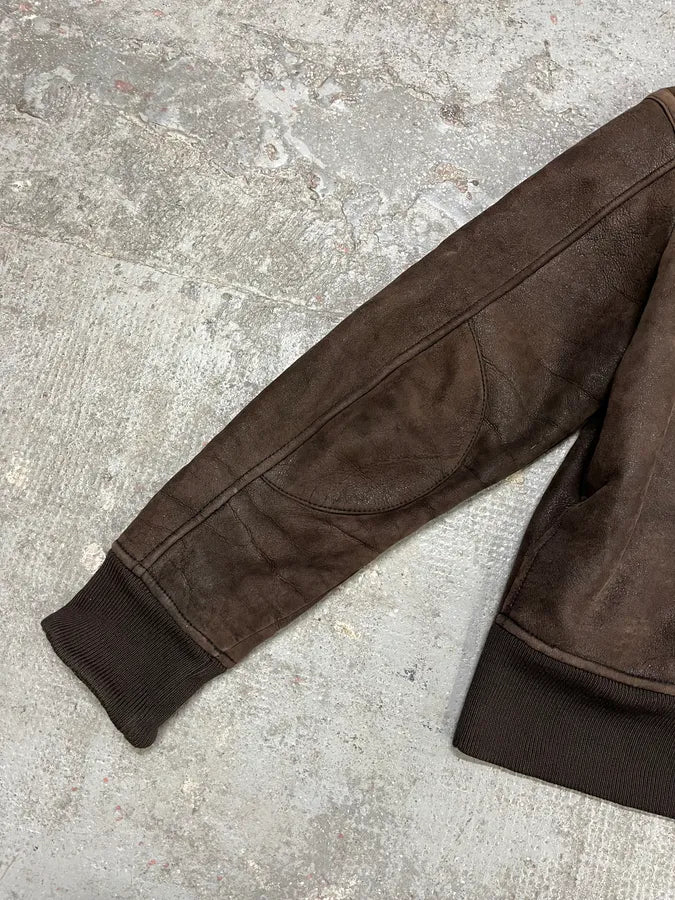 2000s Prada Brown Shearling Leather Jacket CYFxXzz 4