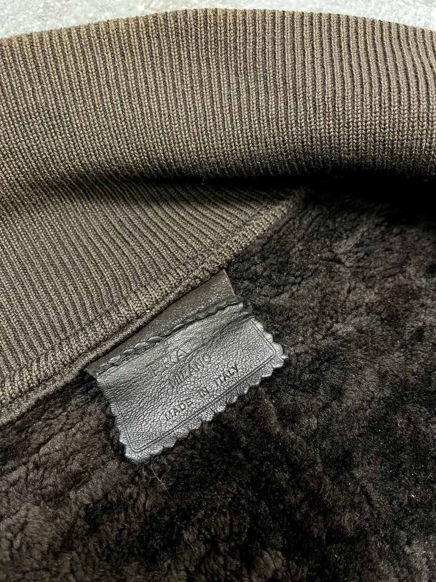 2000s Prada Brown Shearling Leather Jacket CYFxXzz 5