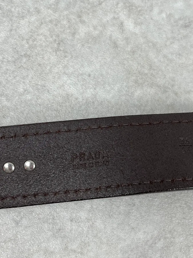 2000s Prada Brown Studded Leather Belt lnoKbNI 5