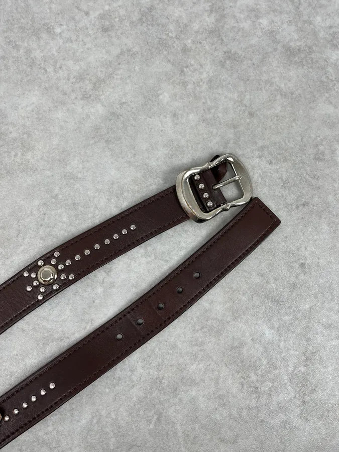 2000s Prada Brown Studded Leather Belt lnoKbNI 2