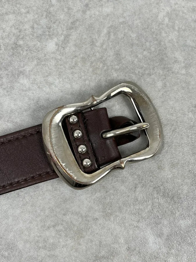 2000s Prada Brown Studded Leather Belt lnoKbNI 4