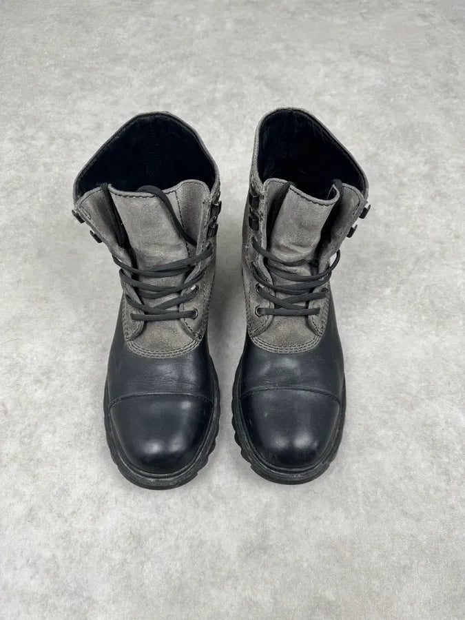 2000s Prada Brown Suede & Black Leather Combat Boots GAMRgRr 1