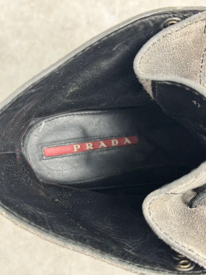 2000s Prada Brown Suede & Black Leather Combat Boots GAMRgRr 7