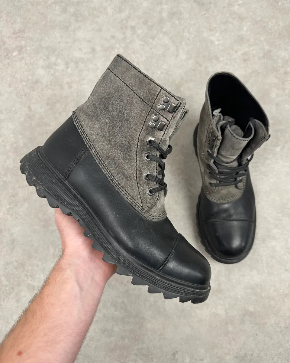 2000s Prada Brown Suede & Black Leather Combat Boots GAMRgRr 0