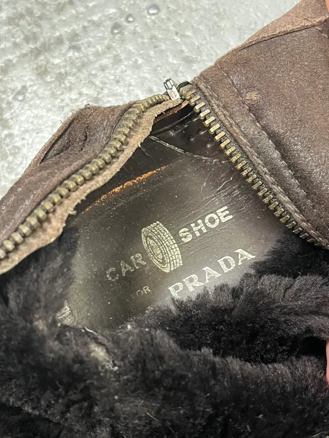 2000s Prada Brown Suede Ankle Boxing Leather Boots yAYRmkd 6